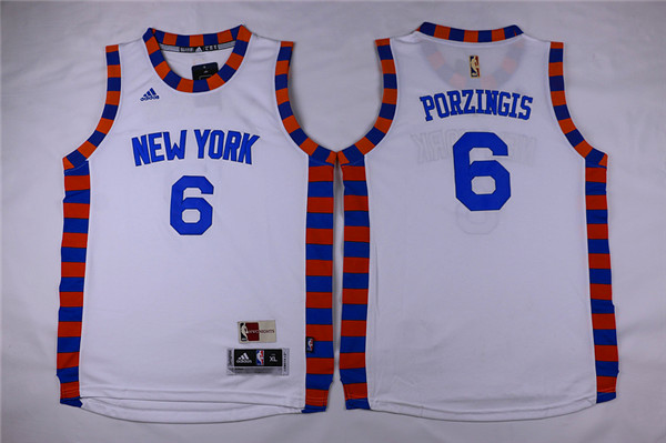 Adidas New York Knicks Youth 6 Porzingis white NBA jerseys